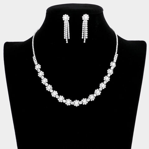Fashion Rhinestone Pearl Accented Necklace Set