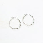 Sterling Silver & Genuine Diamond Hoop Earrings