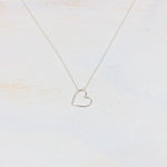 Sterling Silver Sideway Open Heart Necklace