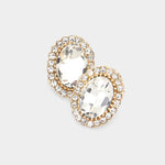 Fashion Gold Tone Oval Stud Earrings