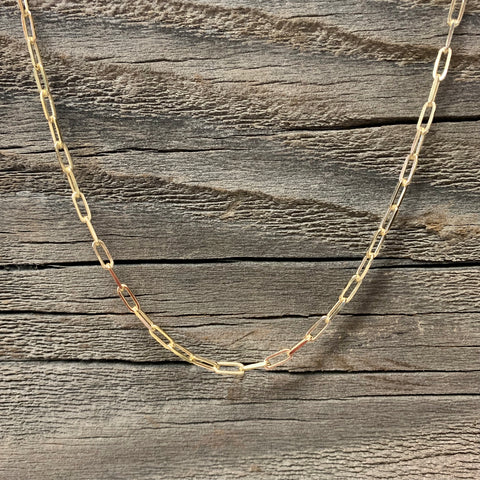 Gold Tone Thin 16" Paper Clip Chain