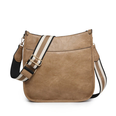 Chloe Taupe Crossbody with Embroidered Guitar Strap