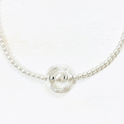 Fashion Silver Ball Circle Pendant Necklace