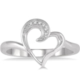 Sterling Silver and Diamond Heart Ring