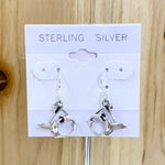 Sterling Silver Humming Bird and Flower Dangle Earrings