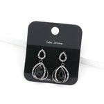 Fashion Black Stone CZ Teardrop Earrings
