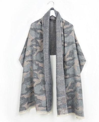 Soho Blanket Scarf-Blue Camo