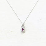 Sterling Silver Ruby & Diamond Necklace