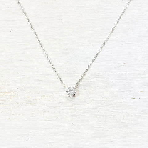 SS Single CZ Necklace 16-18”