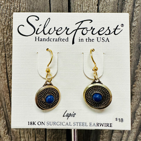 Silver Forest Lapis Earrings