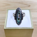 Sterling Silver Paua Shell Long Oval Ring