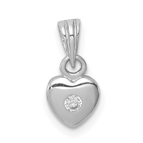 Sterling Silver Heart Pendant with CZ Necklace