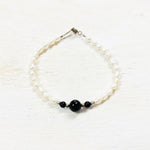 Sterling Silver Freshwater Pearl & Onyx Bracelet