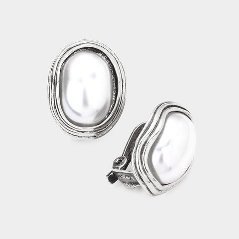 Fashion Pearl Centered Clip On Earrings