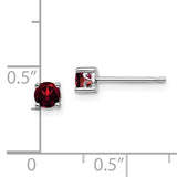 Sterling Silver Round Genuine Garnet Studs