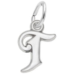 Sterling Silver Curly Initial T Accent Charm