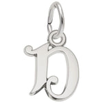 Sterling Silver Curly Initial D Accent Charm