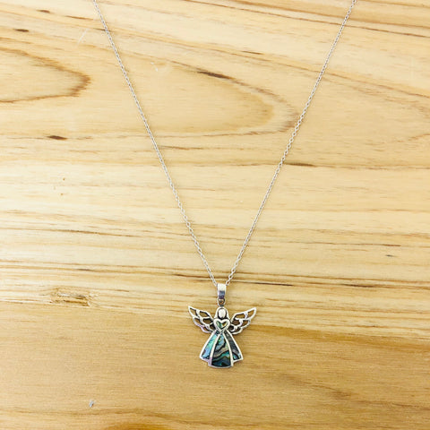 Sterling Silver Abalone Angel Necklace