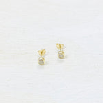 Sterling Silver Bezel CZ Stud Earrings