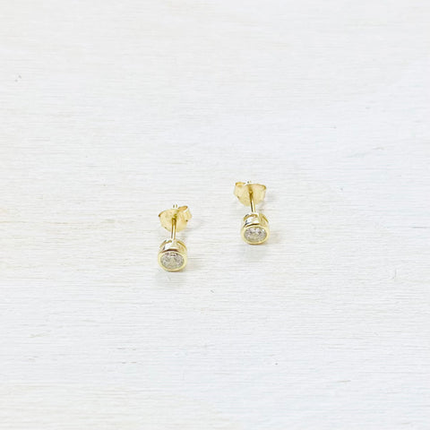 Sterling Silver Bezel CZ Stud Earrings