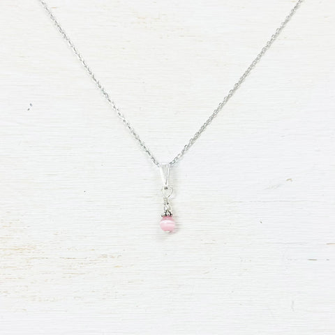 Princess Collection Sterling Silver Pink Charm Necklace