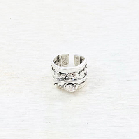 Fashion Silver Tone Thick Abstract Ring