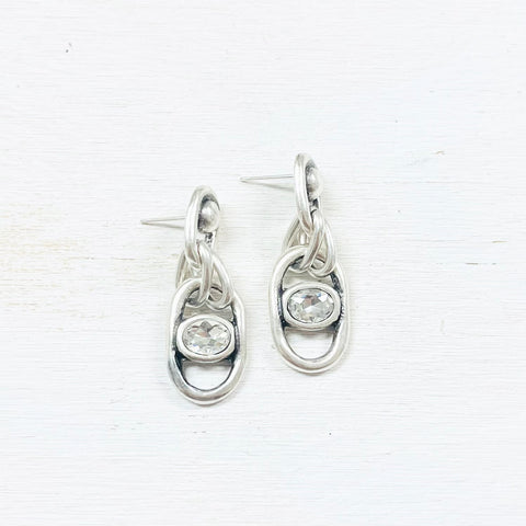 Fashion Clear Stone Link Dangle Earrings