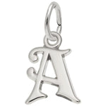 Sterling Silver Curly Initial A Accent Charm