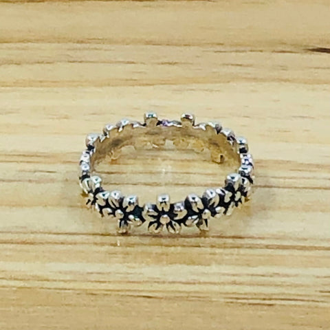 Sterling Silver Flower Ring-Size 9
