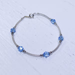 Sterling Silver March Textured Crystal Bracelet