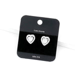 Fashion Silver Tone CZ Heart Studs