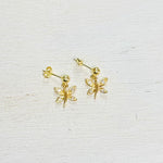 Sterling Silver Dragonfly w/ CZ Dangle Earrings