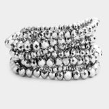 Fashion Silver Stretch Bracelet Set of 9