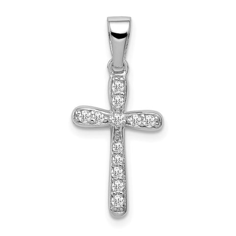 Sterling Silver Cross w/ CZ Pendant Necklace