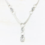 Fashion Silver Tone Necklace w/ Stone Accents