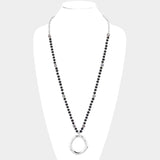 Fashion Hammered Circle Pendant Long Necklace