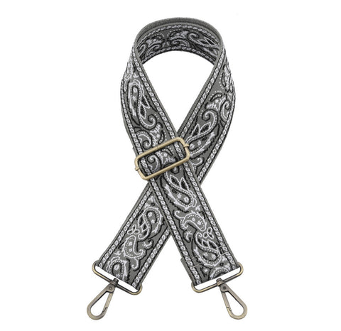 Grey Paisley Guitar Strap