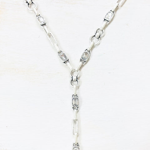 Fashion Chunky Link w/ Stone Accents Y-Chain Necklace