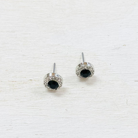 Fashion Black Stone with Rhinestone Studs