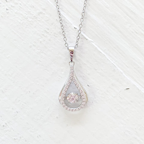 Sterling Silver CZ Teardrop Necklace
