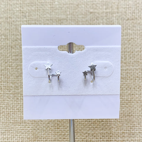 Silver Tone Fashion Huggie Studs