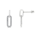 Stia Silver Pave Link Drop Studs