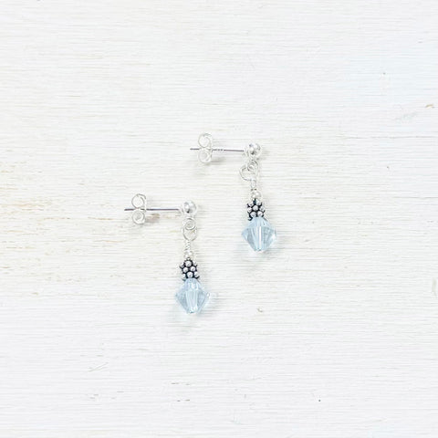 Sterling Silver March Dangle Earrings