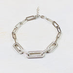 Sterling Silver w/ CZ Accent Paperclip Bracelet
