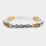 Fashion Metal Two Tone Stretch Bracelet