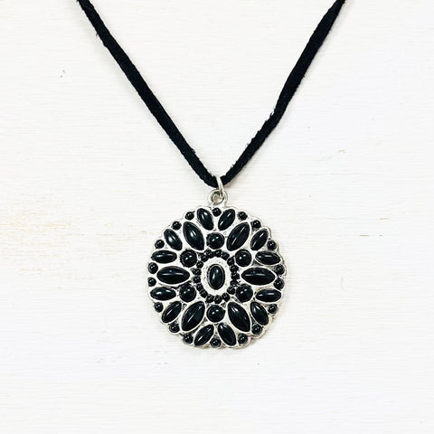 Fashion Black Cord Pendant Necklace