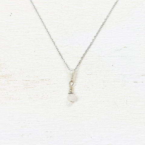 Princess Collection Sterling Silver Rose Quartz Necklace