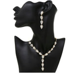 Fashion Teardrop Y Shape Rhinestone Necklace Set