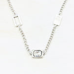 Fashion Rectangles w/ Clear Stones Long Necklace