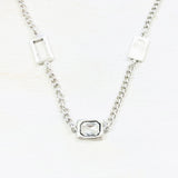 Fashion Rectangles w/ Clear Stones Long Necklace